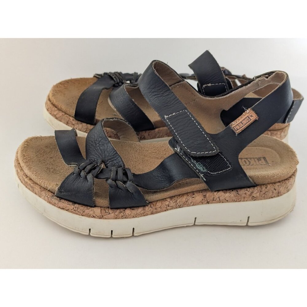 Pikolinos Women's Palma W4N Black Leather Wedge Sandals Size 7 - 7.5 - Picture 5 of 11